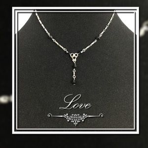 Vintage Avon Silver Tone Black Bead Necklace